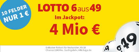 <b>13 Mio €</b> Jackpot bei LOTTO 6aus49 mit 11€ Gutschein