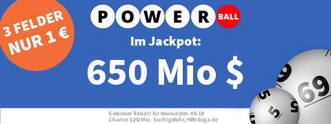 <b>211 Mio $</b> im PowerBall-Jackpot mit 8€ Gutschein spielen