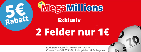 5€ Neukunden-Gutschein auf 2 MegaMillions Felder