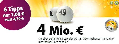 Exklusiver GUTSCHEIN: 6,70 € Rabatt auf den <b>13 Mio. €</b> LOTTO 6aus49 Jackpot