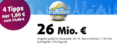 10 € Gutschein auf den <b>77 Mio. €</b> im EuroMillions Jackpot
