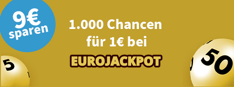 Lottohelden 9€ Gutschein: 1.000 EuroJackpot-Chancen für 1€